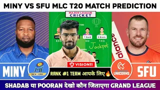 MINY vs SFU Dream11, MINY vs SFU Dream11 Prediction, MI New York vs San Francisco Unicorns T20 Team