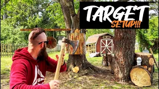 My new axe throwing setup! Multiple targets! #axethrowing #axe #skills #vikings #outdoors #tips