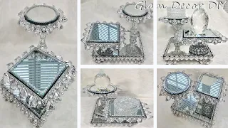 Dollar Tree DIY Glam Crystal Mirror Display Stand DIY Glam Home Decor Ideas