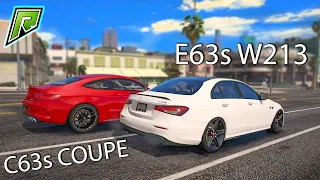 МЕРСЕДЕС E63S W213 РЕСТАЙЛИНГ ПРОТИВ MERCEDES C63S COUPE AMG НА РАДМИР ГТА 5 РП! (RADMIR GTA 5 RP)