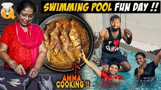 அம்மா சமையல்  😋!! Swimming Pool FUN Day 🤩 - ECR Fish Fresh Catch 🐟🎣 | DAN JR VLOGS