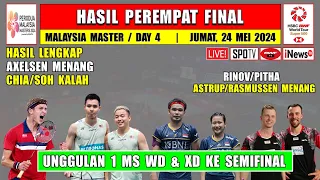 Hasil Lengkap 8 Besar Malaysia Master 2024 Hari Ini ~ AXELSEN & RIPHIT Menang ~ CHIA/SOH Kalah