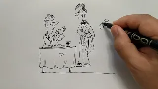 #031 So zeichnest Du eine Restaurant-Szene//how to draw a restaurant scene//Cartoons zeichnen lernen