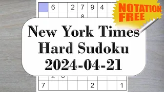 The New York Times hard sudoku from April 21, 2024