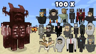 Bulky Warden vs 100x All Skibidi Toilet characters in Minecraft