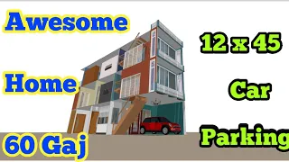 12 x 45 house design with car parking || beautifull small house design with car parking || DHD homes