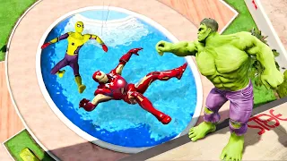 Spiderman & Superhero Jumping Into Water Pool (Spidermna Pool Jumps & Ragdolls Fails)