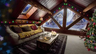 Cozy Attic with Fabulous Snowfall Views. Christmas Music ❄️Ambience 🎼Music ✔️4K