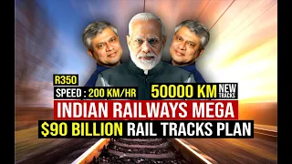 Indian Railways Mega $90 Billion New Tracks Plan : 50000 km New Tracks, R350 Tracks, 200 KMPH Speed