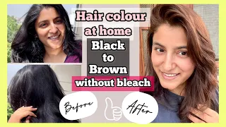 I coloured my BLACK hair to BROWN hair WITHOUT BLEACH at home ✨| CARAMEL Brown Hair color