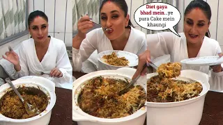 Kareena Kapoor Eating yummy Biriyani, Jalebi, Laddoo's with Karishma Kapoor and her Team