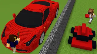 Trolei minha AMIGA com CARRO na BATALHA DE CONSTRUÇÃO do MINECRAFT