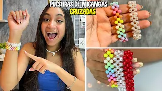 COMO FAZER PULSEIRA DE MIÇANGAS CRUZADAS | O MUNDO DE LARISSA