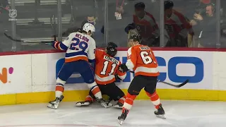 Brock Nelson boarding penalty on Travis Konecny