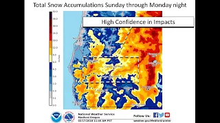 Snowfall expected over much of SW Oregon and N. Cal Sunday into Monday