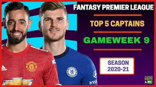 FPL 2020-21 : Who to captain for GAMEWEEK 9 ? Top 5 CAPTAINCY picks || Fantasy Premier League