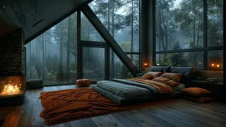 Relaxing With Rain By The Window | Crackling Fire, Gentle Rain | Natural Sounds For Sleep, Study