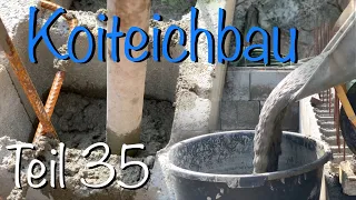 Teichbau Koiteichbau 2019 Teil 35 endlich Teichbau wir füllen der Beton Schalsteine mit Beton