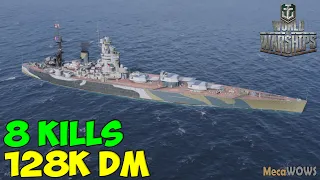World of WarShips | Nelson | 8 KILLS | 128K Damage - Replay Gameplay 1080p 60 fps