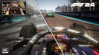 F1 24 Season MOD - Dynamic Weather | RedBullRacing RB20 F1 Miami Grand Prix Steering Wheel Gameplay