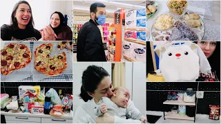 BEBEKLE MİSAFİR HAZIRLIĞI🧁 İNGİLİZ KEKİ🤤YİNE MARKET ALIŞVERİŞİ💸 ABİMDEN PİZZA ŞOV🍕 GÜNLÜK VLOG