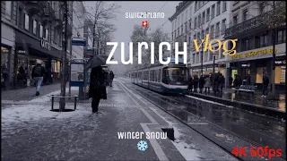 Zurich Switzerland 🇨🇭,snow walk in Zürich ❄️| 2023 - 4K 60fps @walkcook #travel