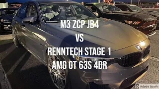 2018 M3 ZCP Jb4 Vs RENNtech Stage 1 GT 63S AMG 4-Door 1/4 mile Drag Race