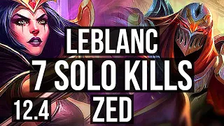 LEBLANC vs ZED (MID) | 68% winrate, 7 solo kills, 12/2/10 | BR Grandmaster | 12.4