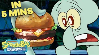 Squidward’s First Krabby Patty 🍔 in 5 Minutes! | SpongeBob SquarePants