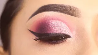 #shorts PINK CUT CREASE EYE MAKEUP || Glitter eye makeup for party || Shilpa