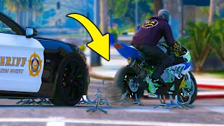 Bike Dropping Spikes Annoy Cops In GTA 5 RP