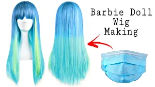 Diy Doll Wig Making From Mask😷 Waste Disposable Mask Craft 💕 Mask Recycling ♻️ Artistic Dolls