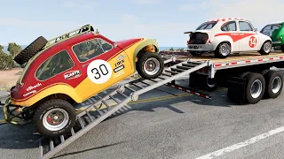 Small Cars Transporation with Truck on Flatbed Trailer   Part 2