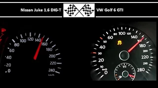 Nissan Juke 1.6 DIG-T VS. VW Golf 6 GTI - Acceleration 0-100km/h