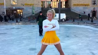 Cheerleader Split On Ice - Van Damme Spoof