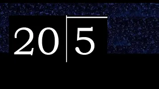 Dividir 5 entre 20 division inexacta con resultado decimal de 2 numeros con procedimiento