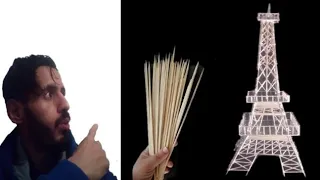 طريقة صنع برج ايفل باعواد الشواءHow to make an Eiffel Tower with wooden sticks