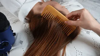 ASMR dreamy scalp massage with scratch, combing, parting - no talking