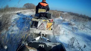 Мототолкач по снегу, переворот.
