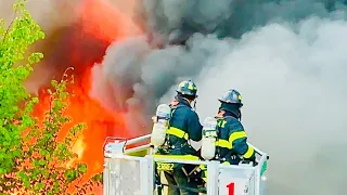 FDNY BOX 0835 ~ FDNY BATTLING MAJOR 5+ ALARM FIRE IN A SUPERMARKET & 4 BUILDINGS ON BUSHWICK AVENUE.