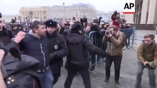 Police detain man at opposition rally in Moscow