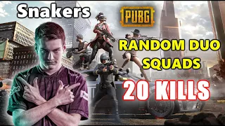 eU Snakers - 20 KILLS (2.5K Damage) - Random Duo Squads - PUBG