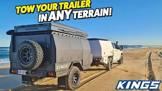 OFFROAD TOWING TRICKS REVEALED! How to tow a camper trailer, caravan or boat on the beach or dirt!