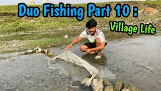 Duo Fishing Part 10 : Fishing in village | Only barbs in river | River Fishing | Village Life style