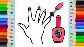 How to draw Nail Polish For kids 💅 🦋 ❤️nail paint Drawing,Painting, coloring for kids and toddlers