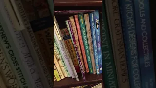 Sewing Room Bookshelf Tour -- Cross Stitch, Quilting, Knitting Books -- Flosstube Extra -- #shorts