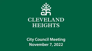 Cleveland Heights City Council Meeting November 7, 2022