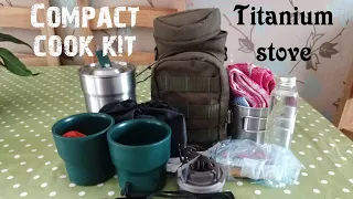 Compact outdoors cook kit | titanium alcohol stove | Stanley adventure camp cook set.