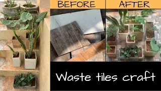 Flower Pot Making with Waste Tiles | Best Pot Making Ideas