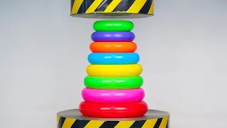 Prensa Hidráulica VS Torre | Aplastando Cosas Crujientes (Hydraulic Press VS Rainbow Tower Ring)